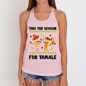 Mexican Gift Tis The Season For Tamale Gift Spicy Food Gift Holiday Meaningful G Women's Knotted Racerback Tank