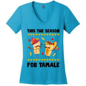 Mexican Gift Tis The Season For Tamale Gift Spicy Food Gift Holiday Meaningful G Women's V-Neck T-Shirt