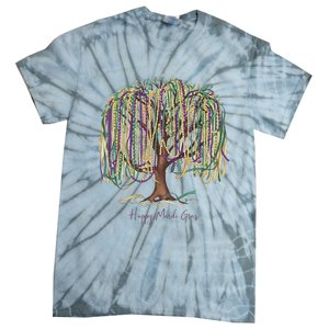 Mardi Gras Tree Beads New Orleans 2025 Festival Bead Tree Tie-Dye T-Shirt