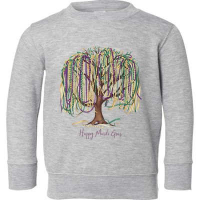Mardi Gras Tree Beads New Orleans 2025 Festival Bead Tree Toddler Sweatshirt