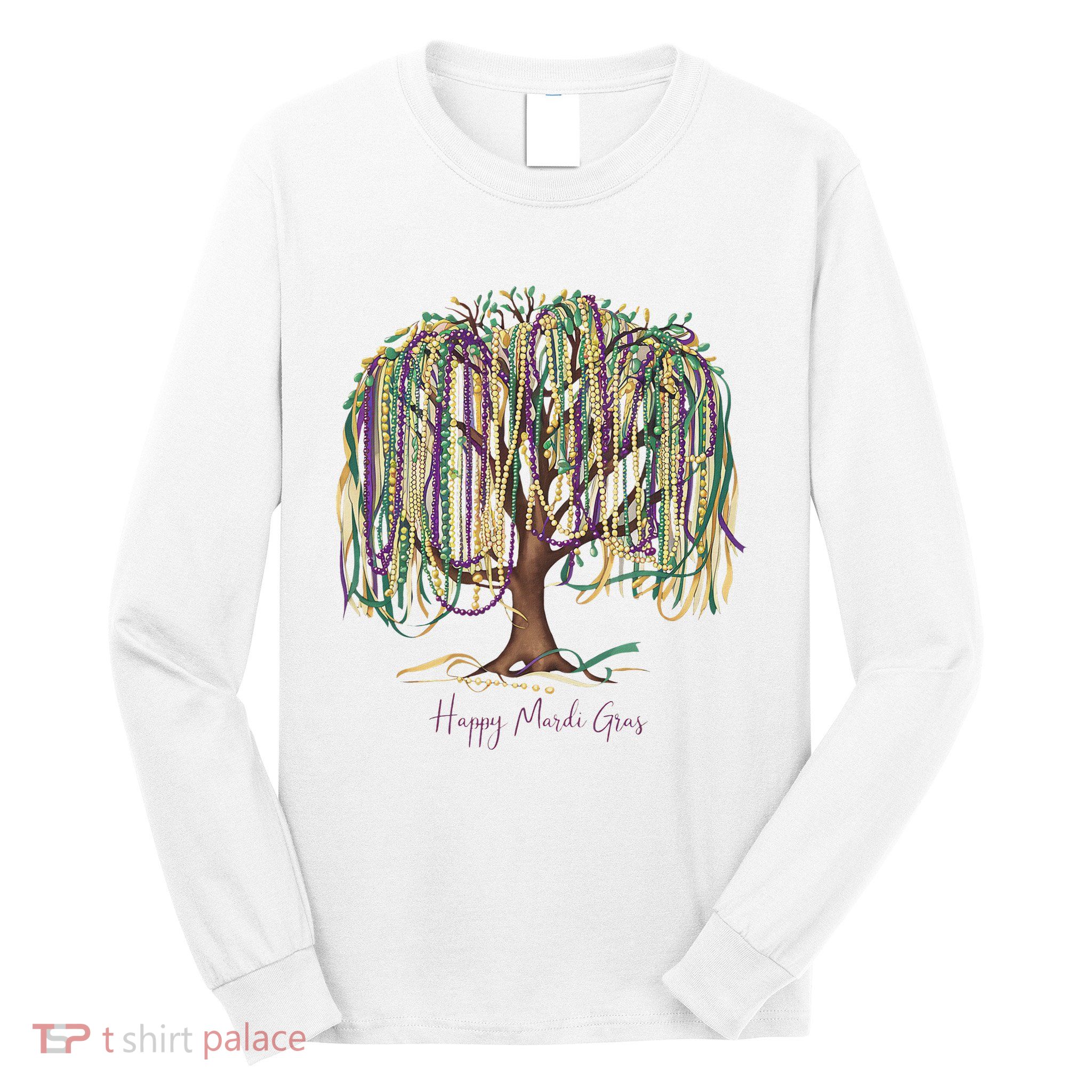 Mardi Gras Tree Beads New Orleans 2025 Festival Bead Tree Long Sleeve Shirt
