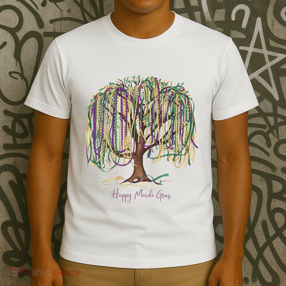 Mardi Gras Tree Beads New Orleans 2025 Festival Bead Tree T-Shirt
