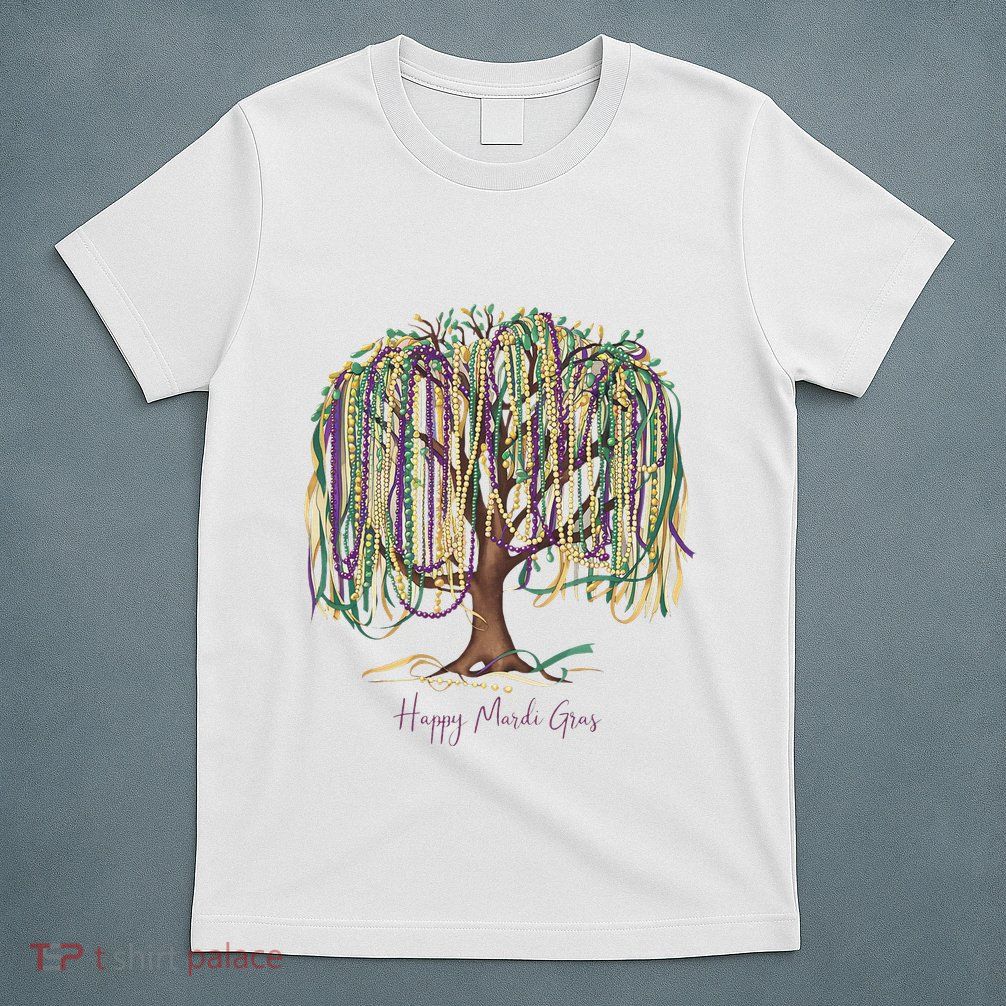 Mardi Gras Tree Beads New Orleans 2025 Festival Bead Tree T-Shirt