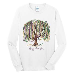 Mardi Gras Tree Beads New Orleans 2025 Festival Bead Tree Tall Long Sleeve T-Shirt