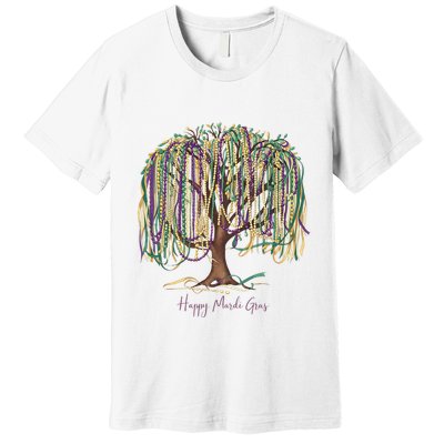 Mardi Gras Tree Beads New Orleans 2025 Festival Bead Tree Premium T-Shirt