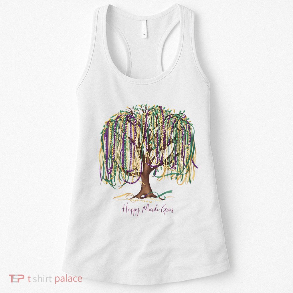 Mardi Gras Tree Beads New Orleans 2025 Festival Bead Tree Womens Tank Top
