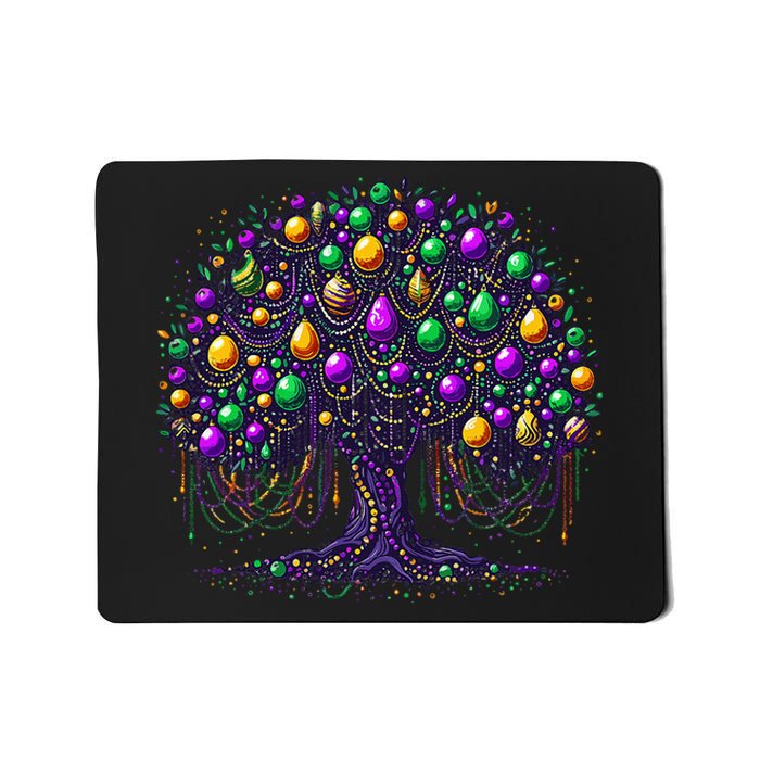 Mardi Gras Tree Beads New Orleans 2024 Festival Bead Tree Mousepad