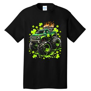 Monster Green Truck Shamrock St Paddys Day Tall T-Shirt