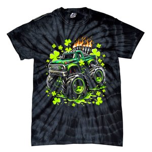 Monster Green Truck Shamrock St Paddys Day Tie-Dye T-Shirt