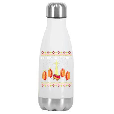 Merry Glizzmas Tacky Funny Merry Christmas Hot Dogs Stainless Steel Insulated Water Bottle