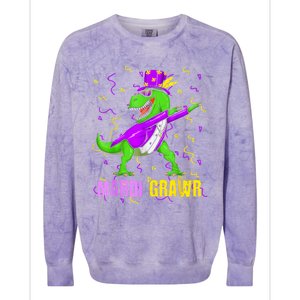 Mardi Grawr Trex Dino Mardi Gras Gift Colorblast Crewneck Sweatshirt