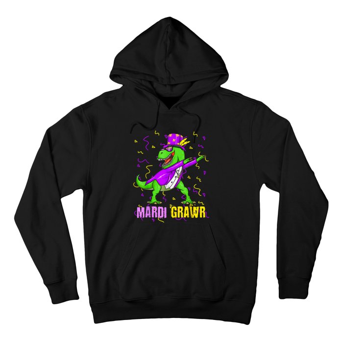 Mardi Grawr Trex Dino Mardi Gras Gift Hoodie