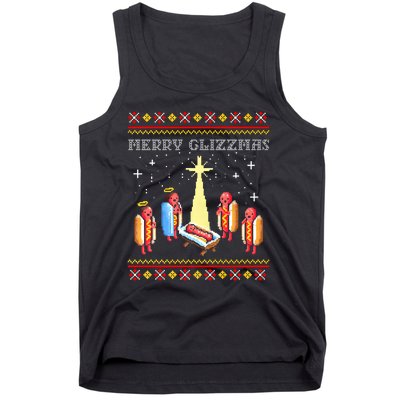 Merry Glizzmas Tacky Funny Merry Christmas Hot Dogs Tank Top