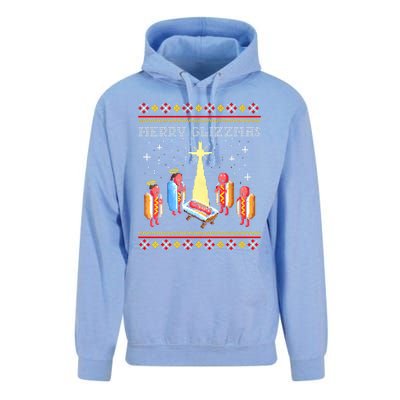 Merry Glizzmas Tacky Funny Merry Christmas Hot Dogs Unisex Surf Hoodie