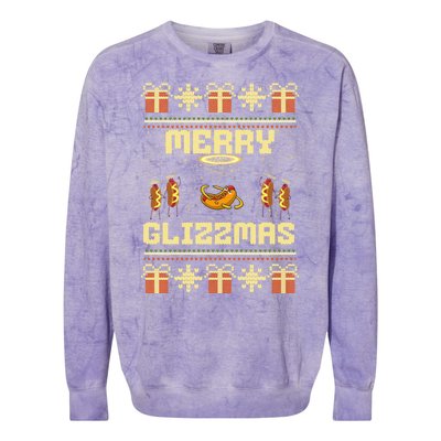 Merry Glizzmas Tacky Funny Merry Christmas Hot Dogs Colorblast Crewneck Sweatshirt