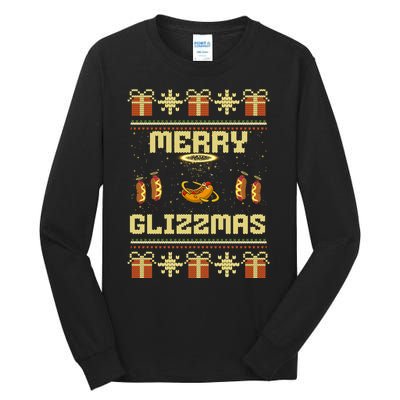 Merry Glizzmas Tacky Funny Merry Christmas Hot Dogs Tall Long Sleeve T-Shirt