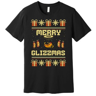 Merry Glizzmas Tacky Funny Merry Christmas Hot Dogs Premium T-Shirt