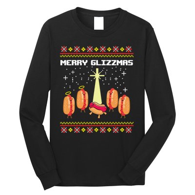 Merry Glizzmas Tacky Funny Merry Christmas Hot Dogs Long Sleeve Shirt