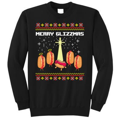 Merry Glizzmas Tacky Funny Merry Christmas Hot Dogs Sweatshirt