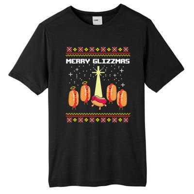 Merry Glizzmas Tacky Funny Merry Christmas Hot Dogs Tall Fusion ChromaSoft Performance T-Shirt