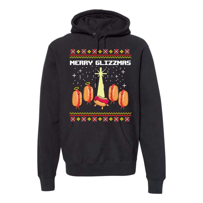 Merry Glizzmas Tacky Funny Merry Christmas Hot Dogs Premium Hoodie