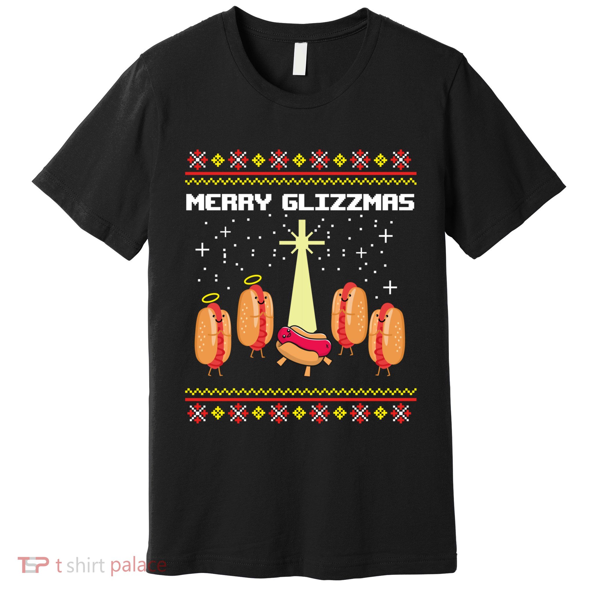 Merry Glizzmas Tacky Funny Merry Christmas Hot Dogs Premium T-Shirt