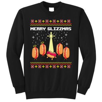 Merry Glizzmas Tacky Funny Merry Christmas Hot Dogs Tall Sweatshirt