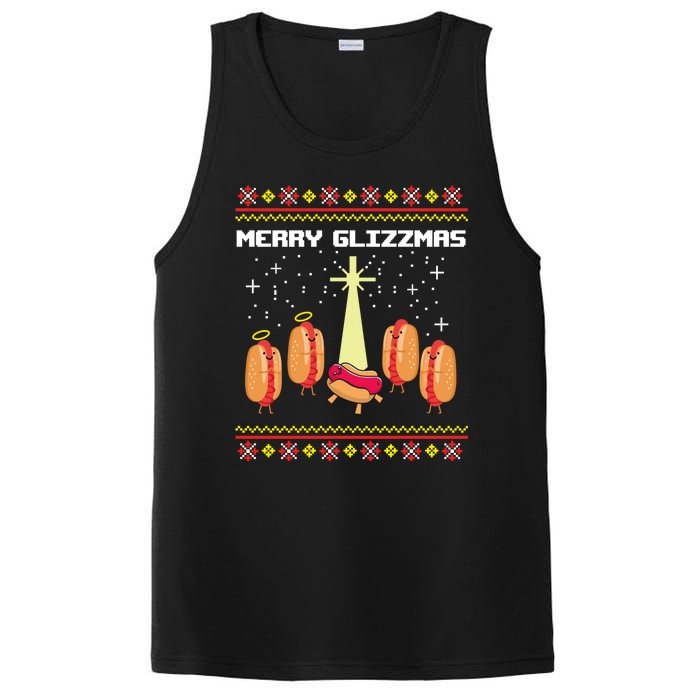 Merry Glizzmas Tacky Funny Merry Christmas Hot Dogs PosiCharge Competitor Tank