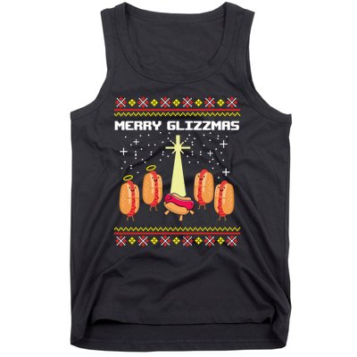 Merry Glizzmas Tacky Funny Merry Christmas Hot Dogs Tank Top