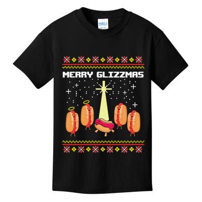 Merry Glizzmas Tacky Funny Merry Christmas Hot Dogs Kids T-Shirt