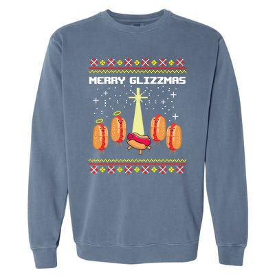 Merry Glizzmas Tacky Funny Merry Christmas Hot Dogs Garment-Dyed Sweatshirt