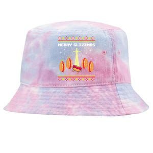 Merry Glizzmas Tacky Funny Merry Christmas Hot Dogs Tie-Dyed Bucket Hat