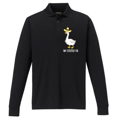 Me Goose Ta Mexican Funny Spanish Goose Pun Performance Long Sleeve Polo