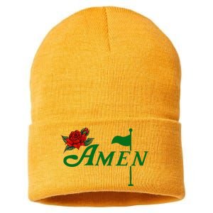 Masters Golf Tournament Golfing Amen Floral Master Golfer Sustainable Knit Beanie