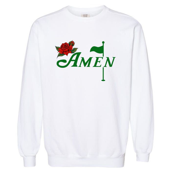 Masters Golf Tournament Golfing Amen Floral Master Golfer Garment-Dyed Sweatshirt