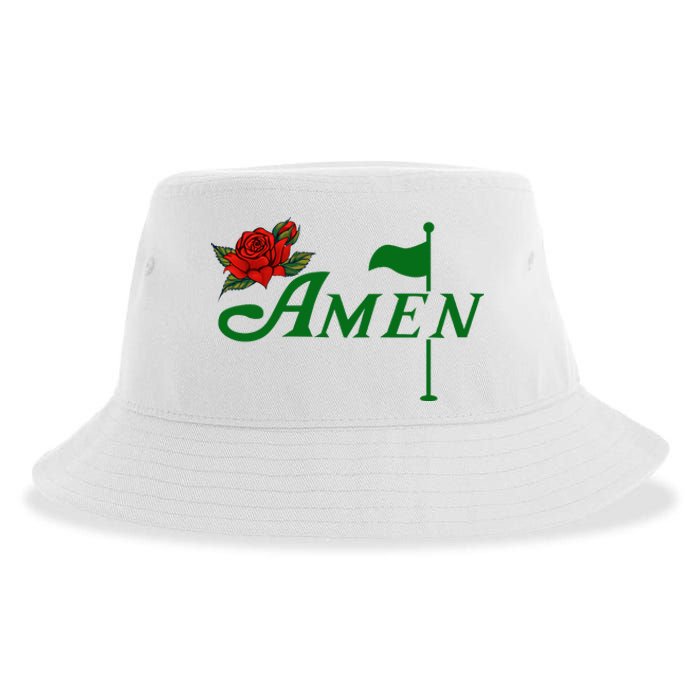 Masters Golf Tournament Golfing Amen Floral Master Golfer Sustainable Bucket Hat