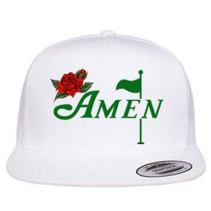 Masters Golf Tournament Golfing Amen Floral Master Golfer Flat Bill Trucker Hat