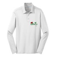 Masters Golf Tournament Golfing Amen Floral Master Golfer Silk Touch Performance Long Sleeve Polo