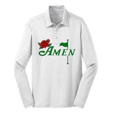 Masters Golf Tournament Golfing Amen Floral Master Golfer Silk Touch Performance Long Sleeve Polo