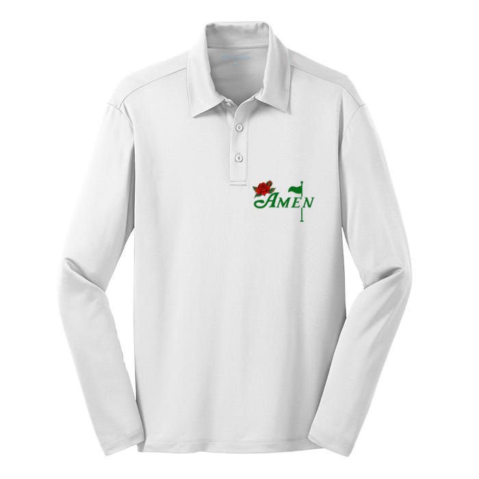 Masters Golf Tournament Golfing Amen Floral Master Golfer Silk Touch Performance Long Sleeve Polo