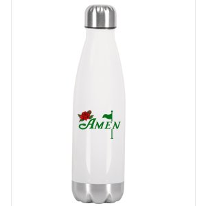 Masters Golf Tournament Golfing Amen Floral Master Golfer Stainless Steel Insulated Water Bottle