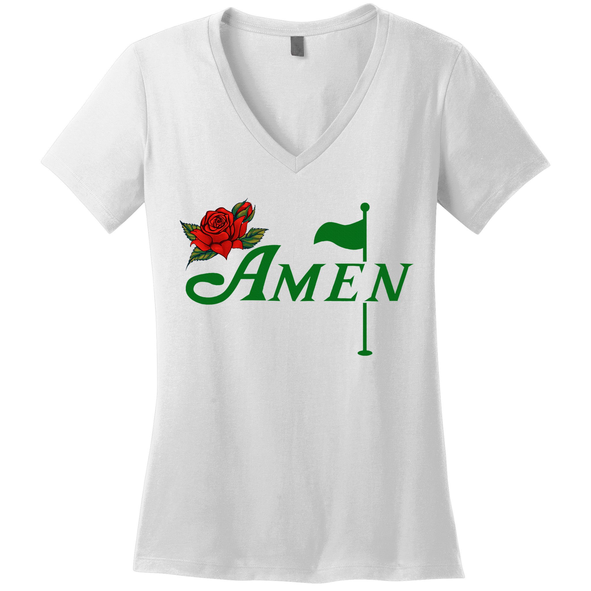 Masters Golf Tournament Golfing Amen Floral Master Golfer Women's V-Neck T-Shirt