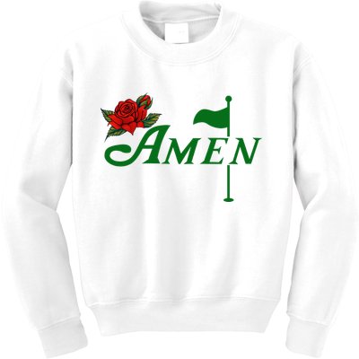 Masters Golf Tournament Golfing Amen Floral Master Golfer Kids Sweatshirt