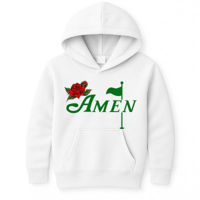 Masters Golf Tournament Golfing Amen Floral Master Golfer Kids Hoodie