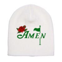 Masters Golf Tournament Golfing Amen Floral Master Golfer Short Acrylic Beanie