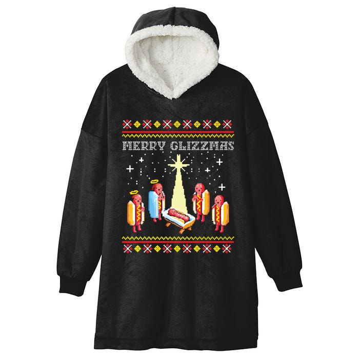 Merry Glizzmas Ugly Christmas Hooded Wearable Blanket