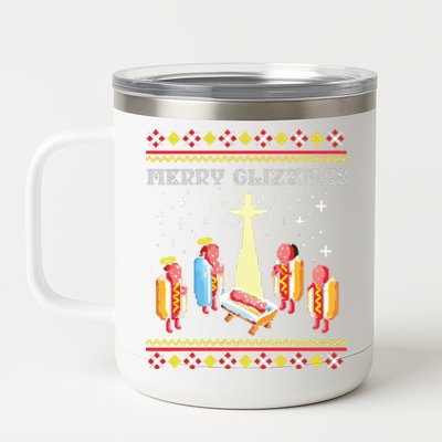 Merry Glizzmas Ugly Christmas 12 oz Stainless Steel Tumbler Cup