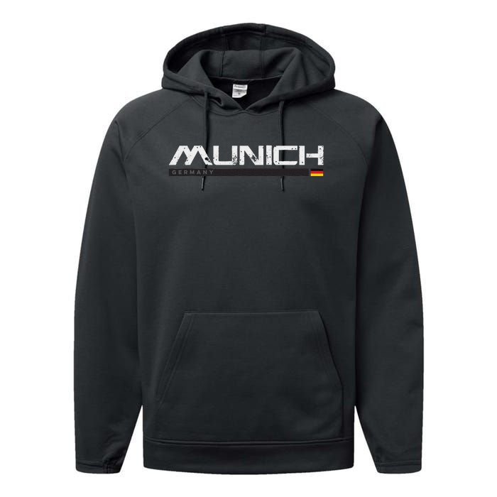 Munich Germany Vintage Retro Performance Fleece Hoodie