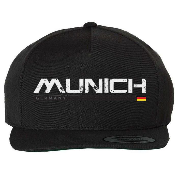 Munich Germany Vintage Retro Wool Snapback Cap