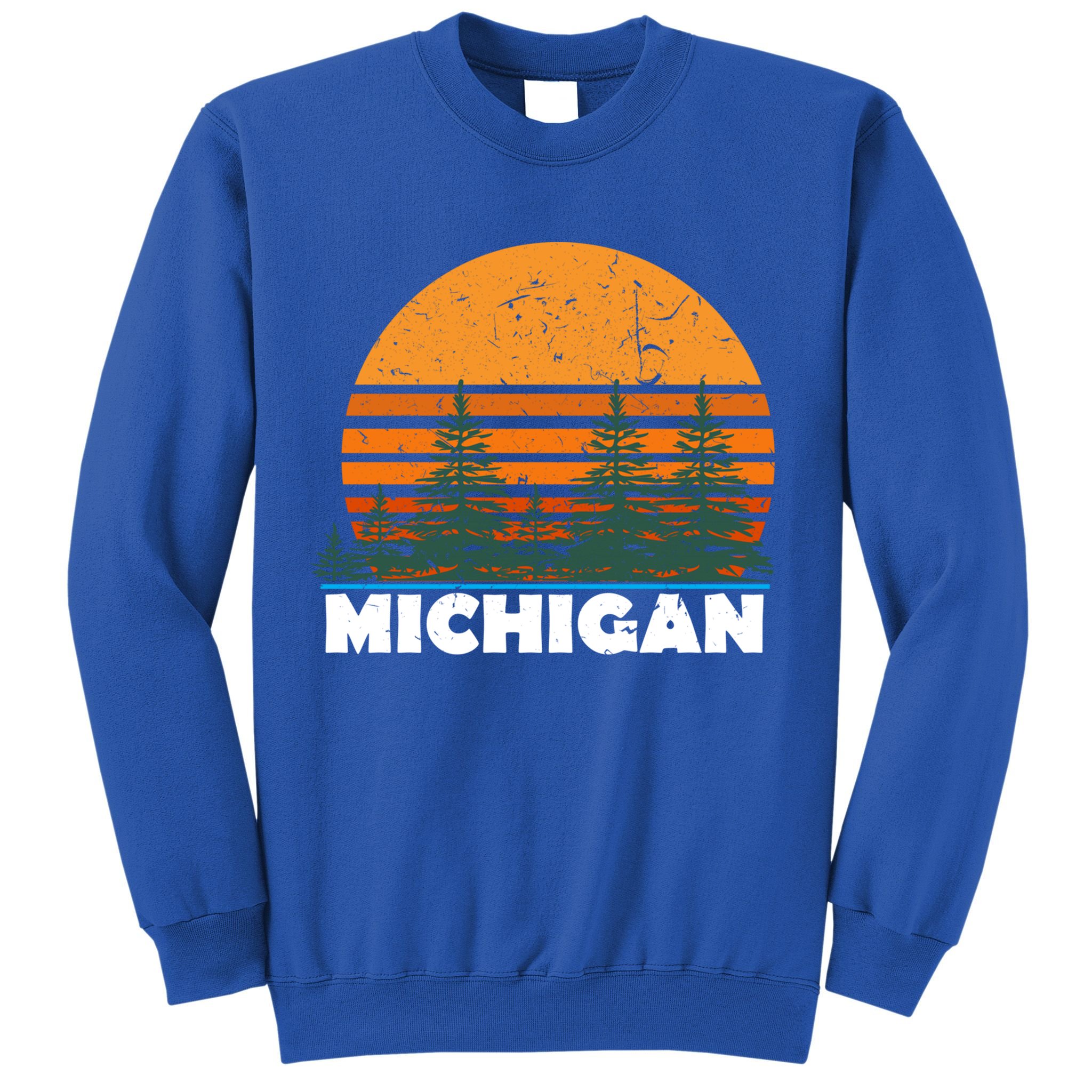 Michigan Gift Vintage Retro Sunset Mi State Hood Gift Sweatshirt